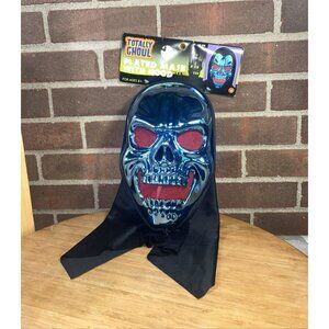 Totally Ghoul Halloween Chrome Plated Mask With Hood One Size Fits Most 8+ New